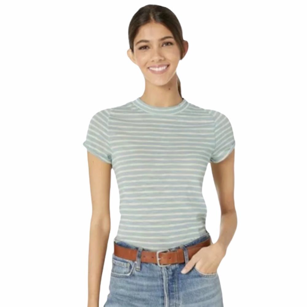 Free People Night Sky Striped T-Shirt Sage Combo Color Size Medium‎